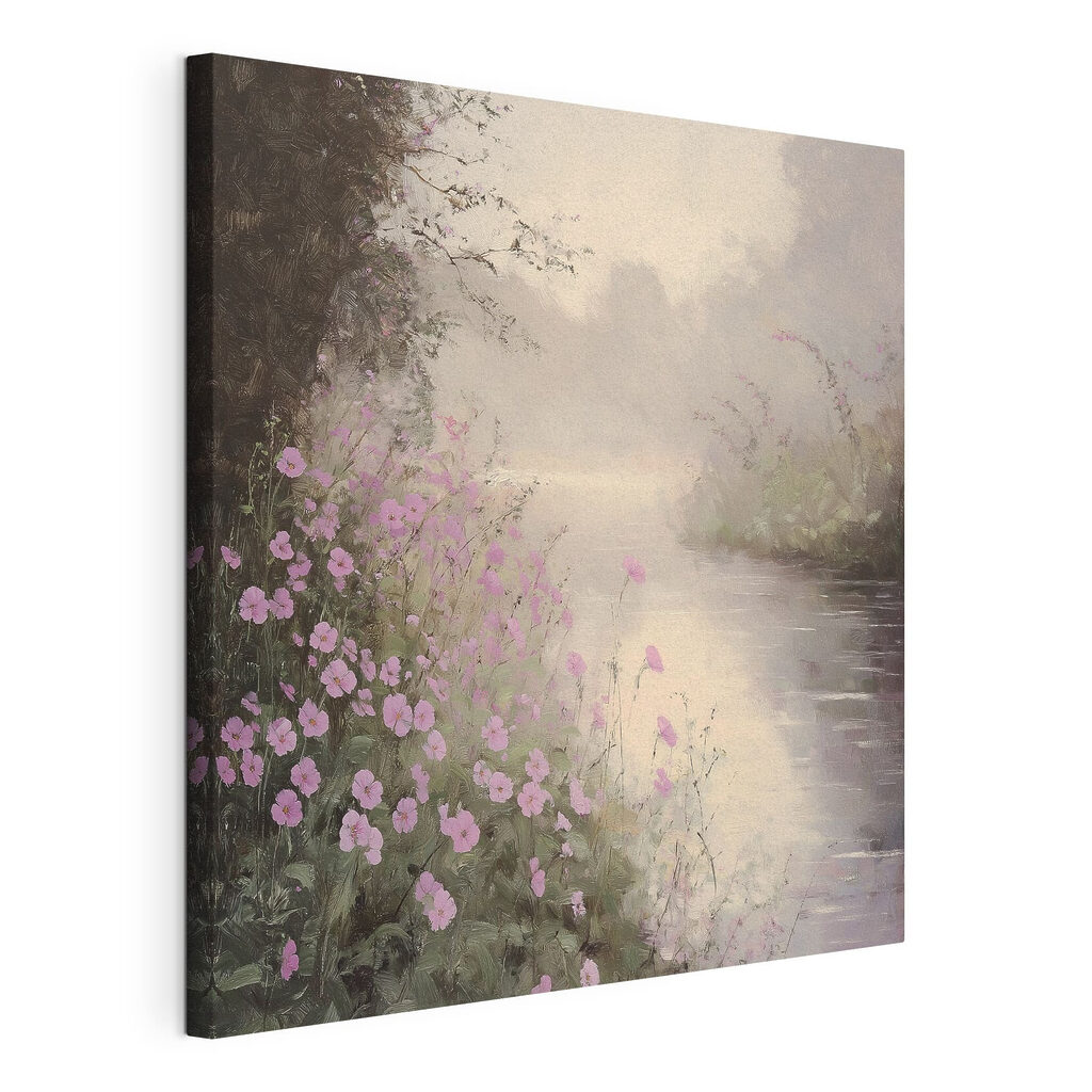 River with purple flowers