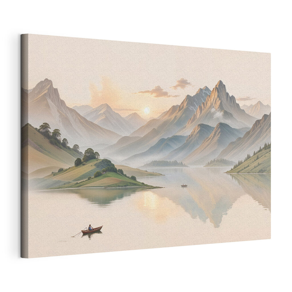 Lake with mountains and a boat