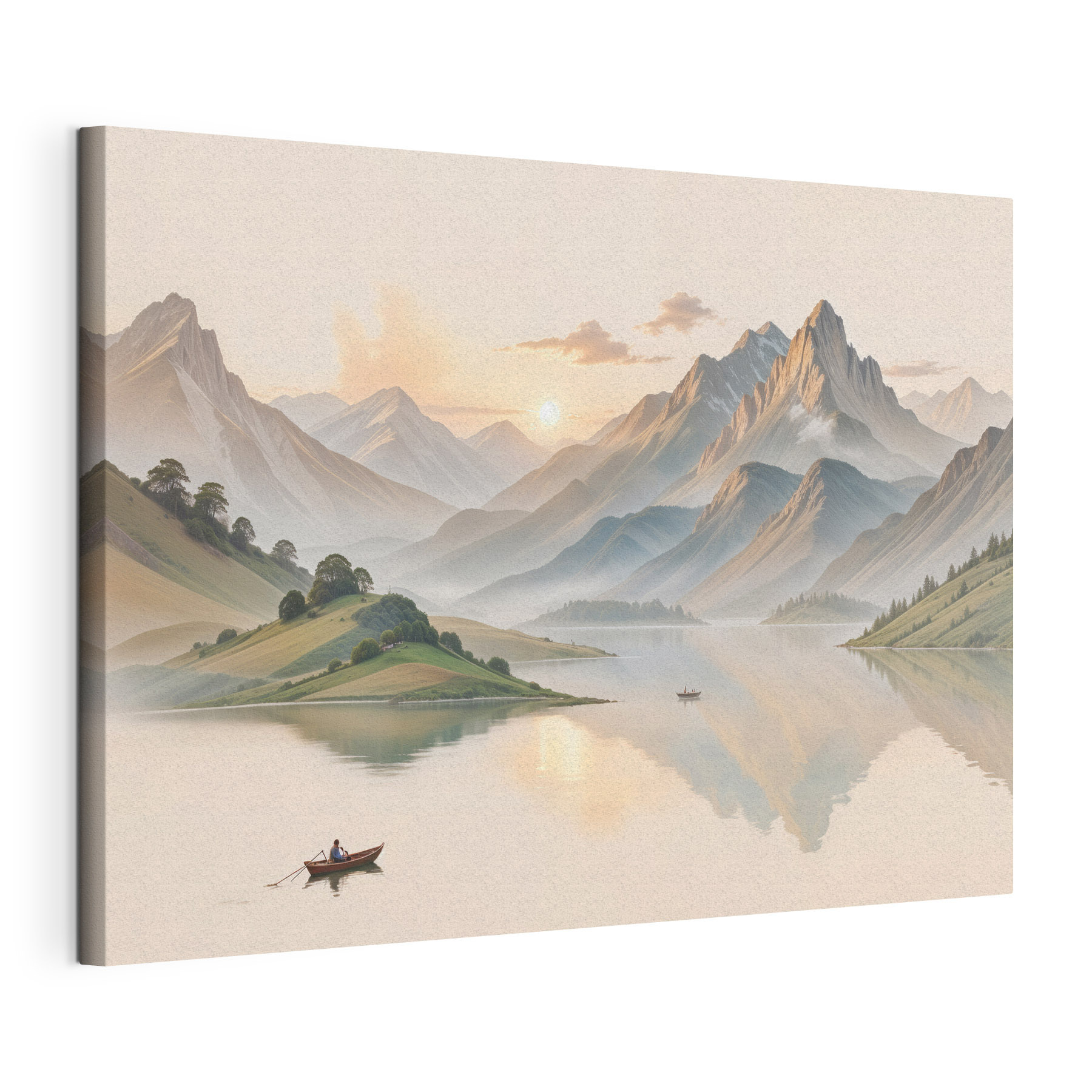 Lake with mountains and a boat