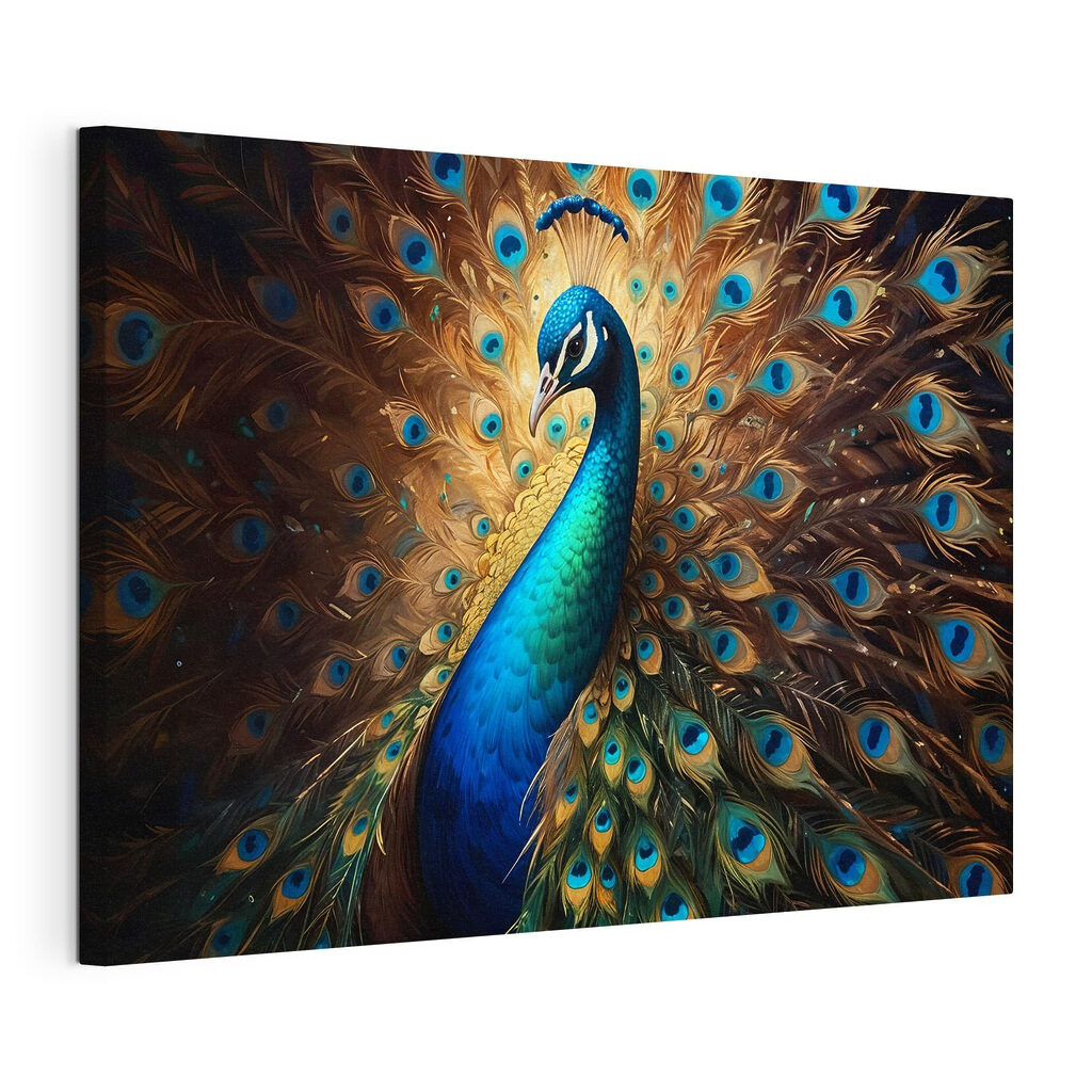 Peacock with its tail feathers spread out Peacock with its tail feathers spread out