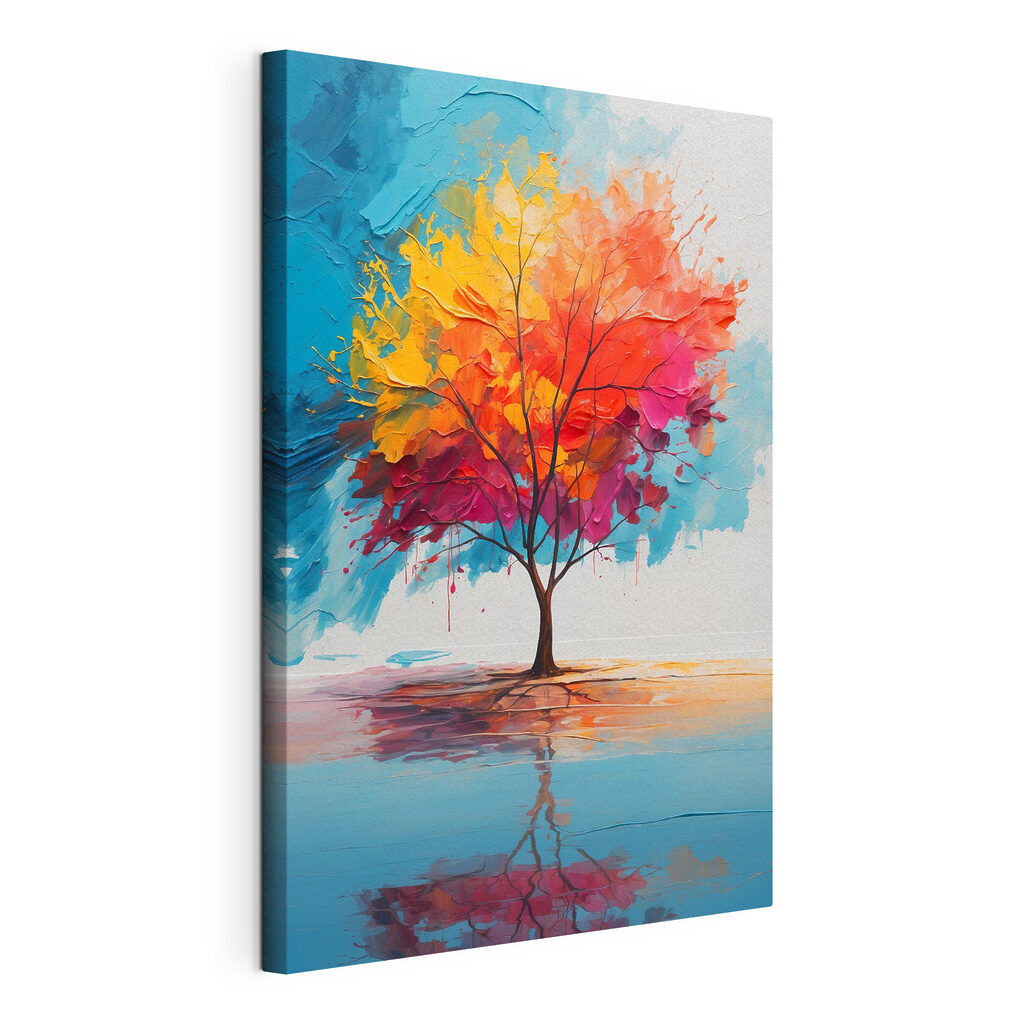 Painting of a colorful tree