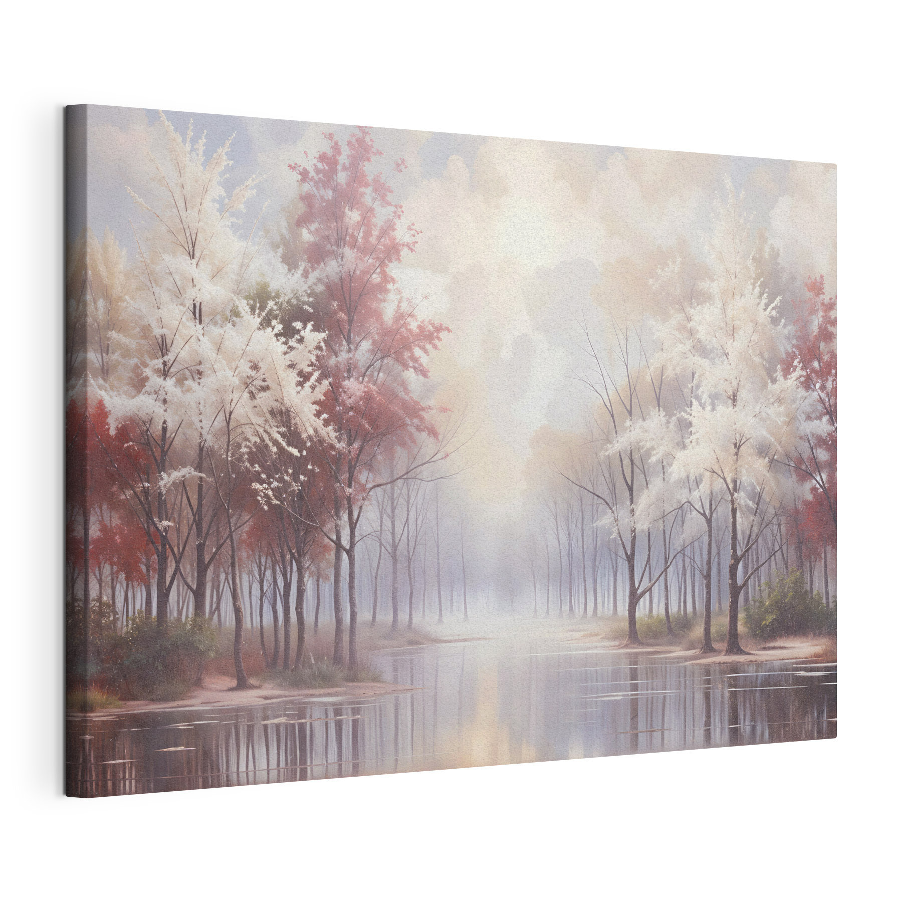 Water body with trees and a cloudy sky Water body with trees and a cloudy sky