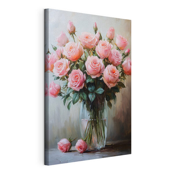 Tablouri Tablouri Pictura de trandafiri roz într-o vază (SKU: s41749)