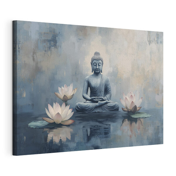 Tablouri Statuie a unui buddha stând în poziția lotus înconjurat de apă