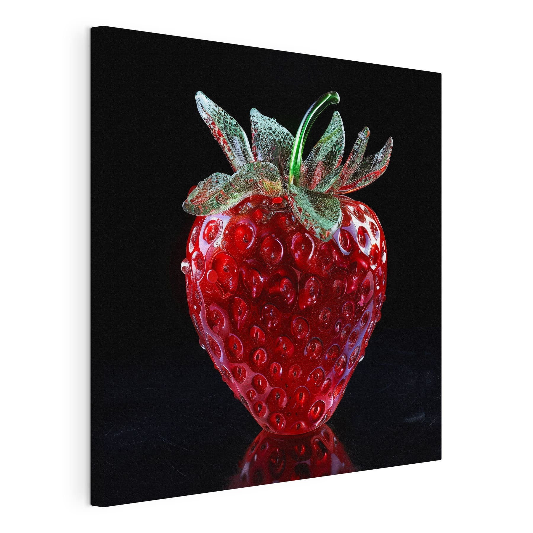 Glass strawberry with a green stem