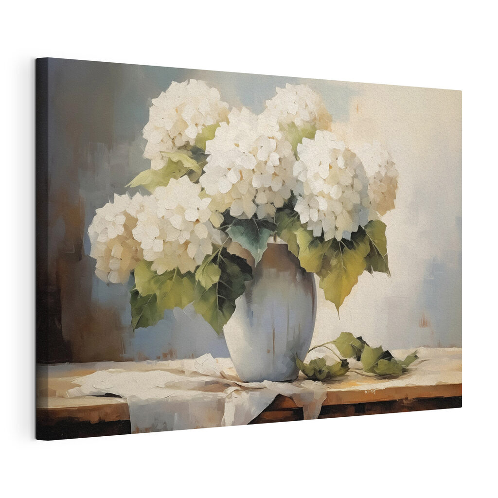 Painting of white flowers in a vase Painting of white flowers in a vase
