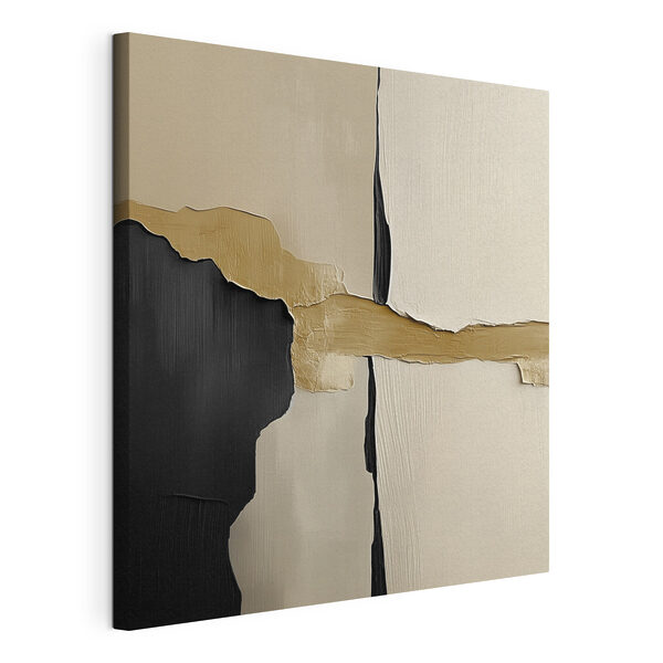 Black and white wall with a brown strip