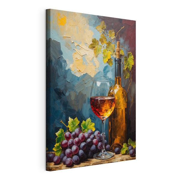 Tablouri Tablouri Pictura unei sticle de vin și a unui pahar de vin (SKU: s42772)