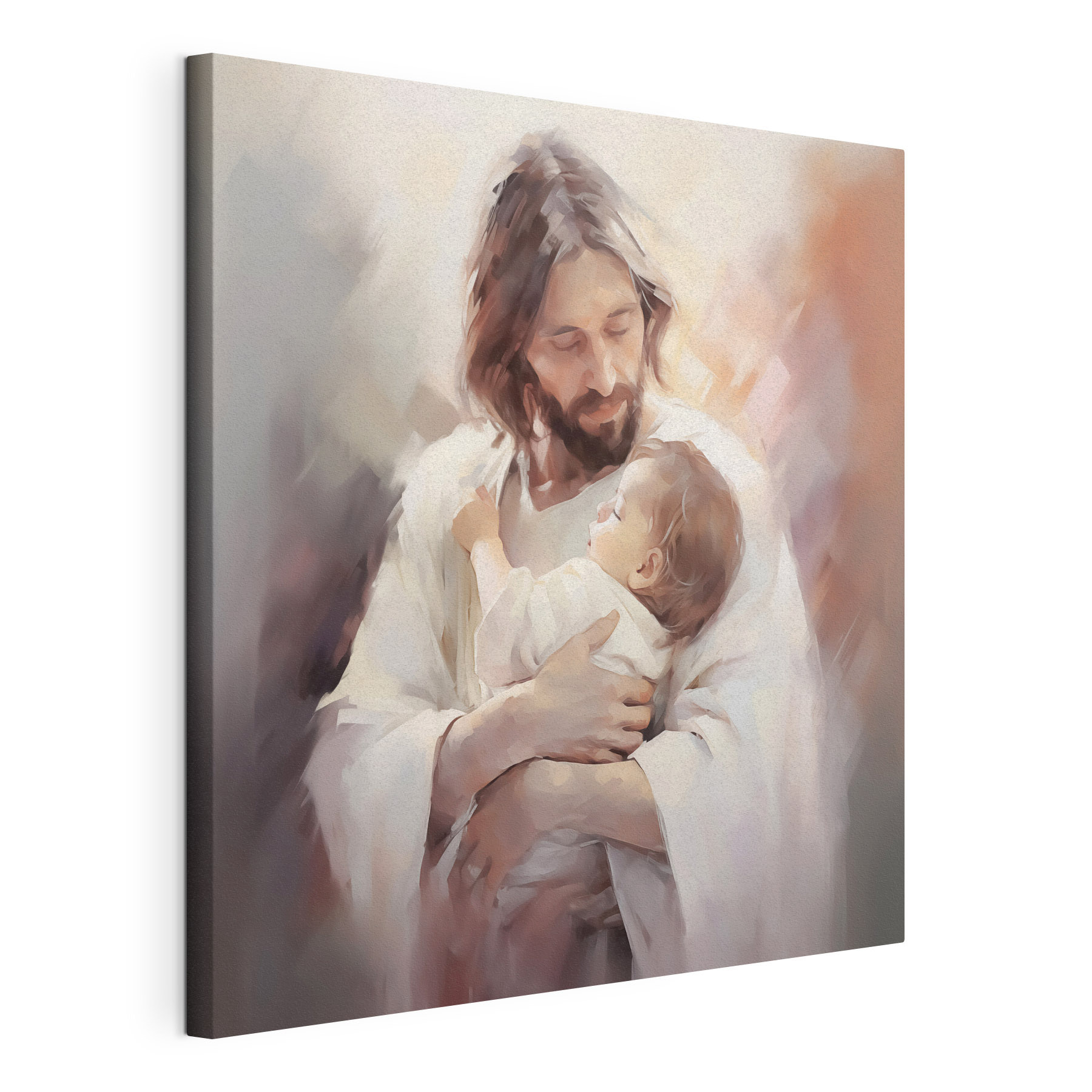 Painting of a man holding a baby