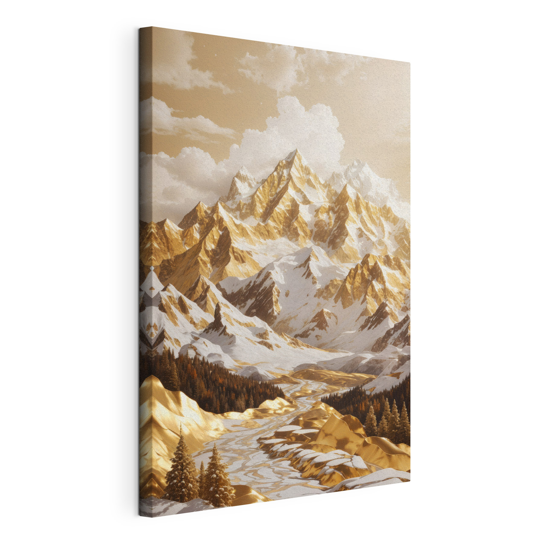 Snowy mountain range with trees Snowy mountain range with trees