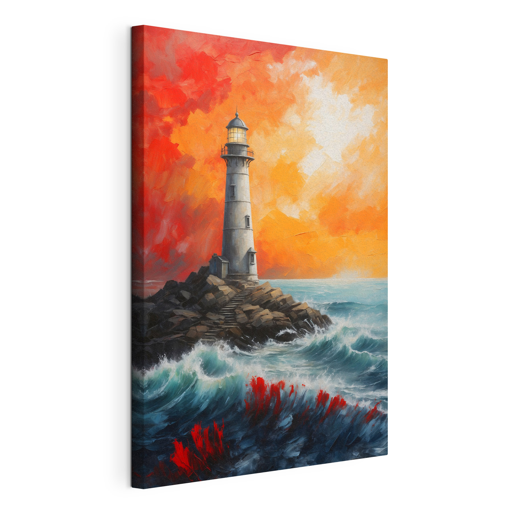 A lighthouse on a rocky island