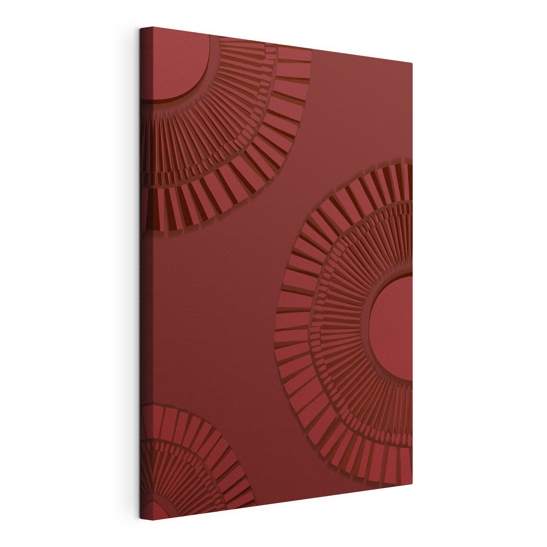A red circular design on a red background