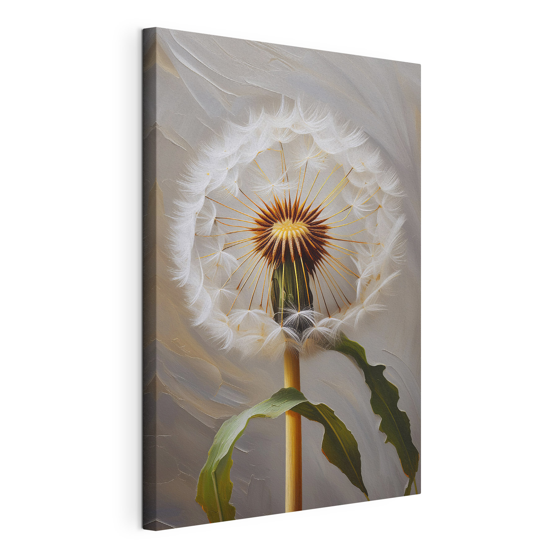 Dandelion with seeds flying in the air