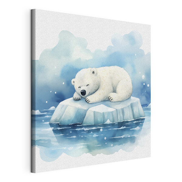 Un urs polar întins pe un iceberg în apă Tablouri Un urs polar întins pe un iceberg în apă