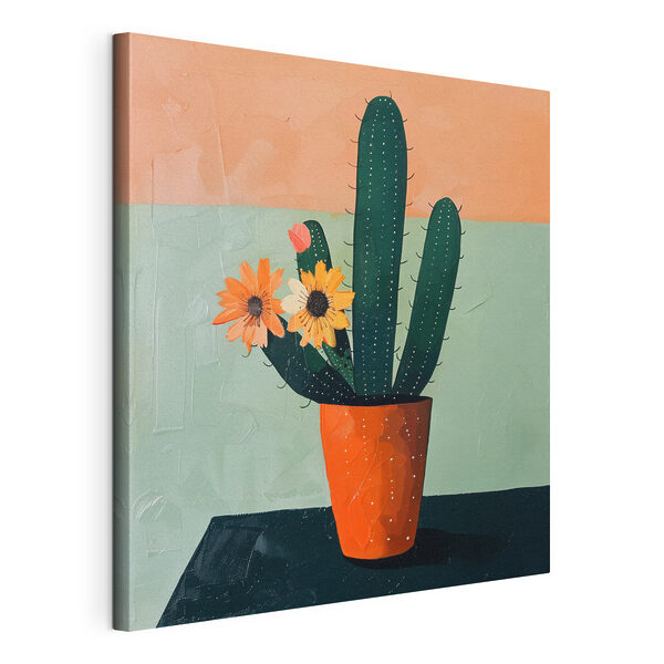 Tablouri Pictura unui cactus cu flori într-o oală