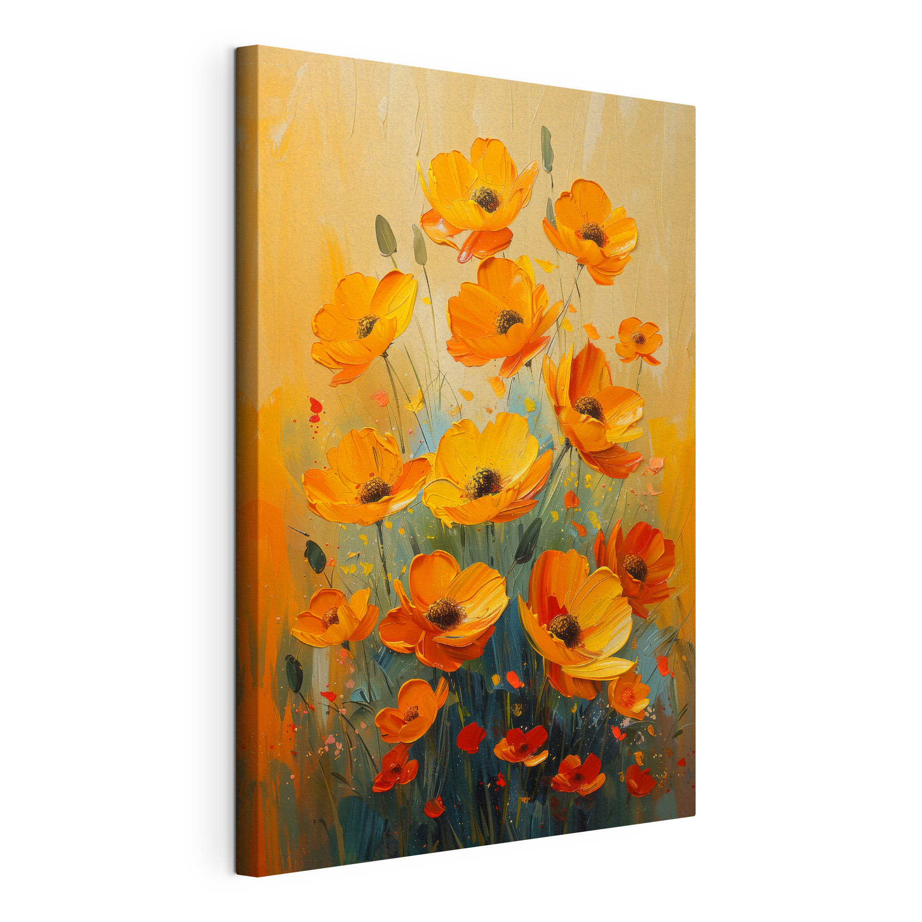 Painting of flowers on a canvas
