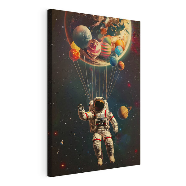 Un astronaut plutind în spațiu cu baloane Tablouri Un astronaut plutind în spațiu cu baloane