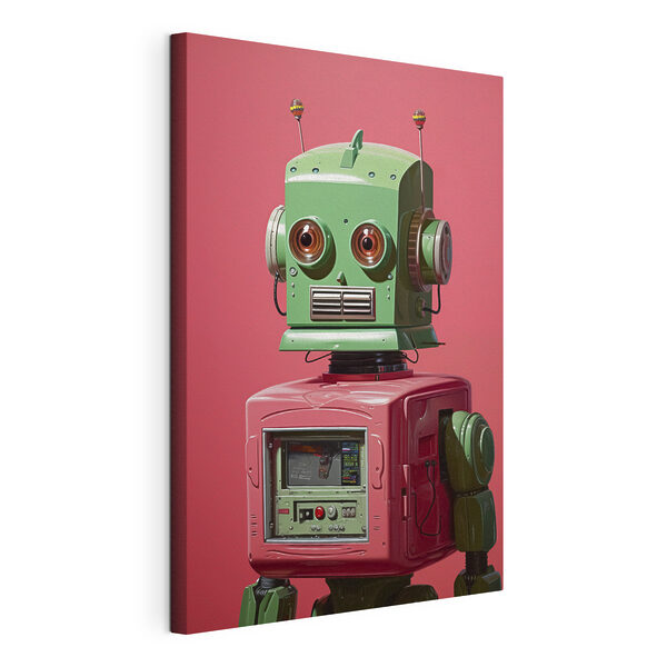 Robot verde și roz cu ochi mari Tablouri Robot verde și roz cu ochi mari