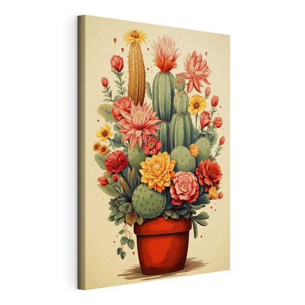Cactus și flori într-un ghiveci Tablouri Cactus și flori într-un ghiveci