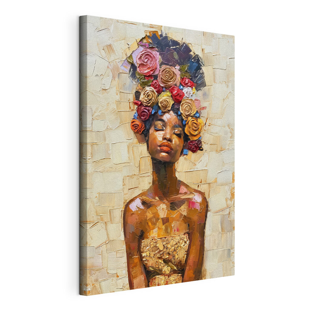 Painting of a woman with flowers on her head