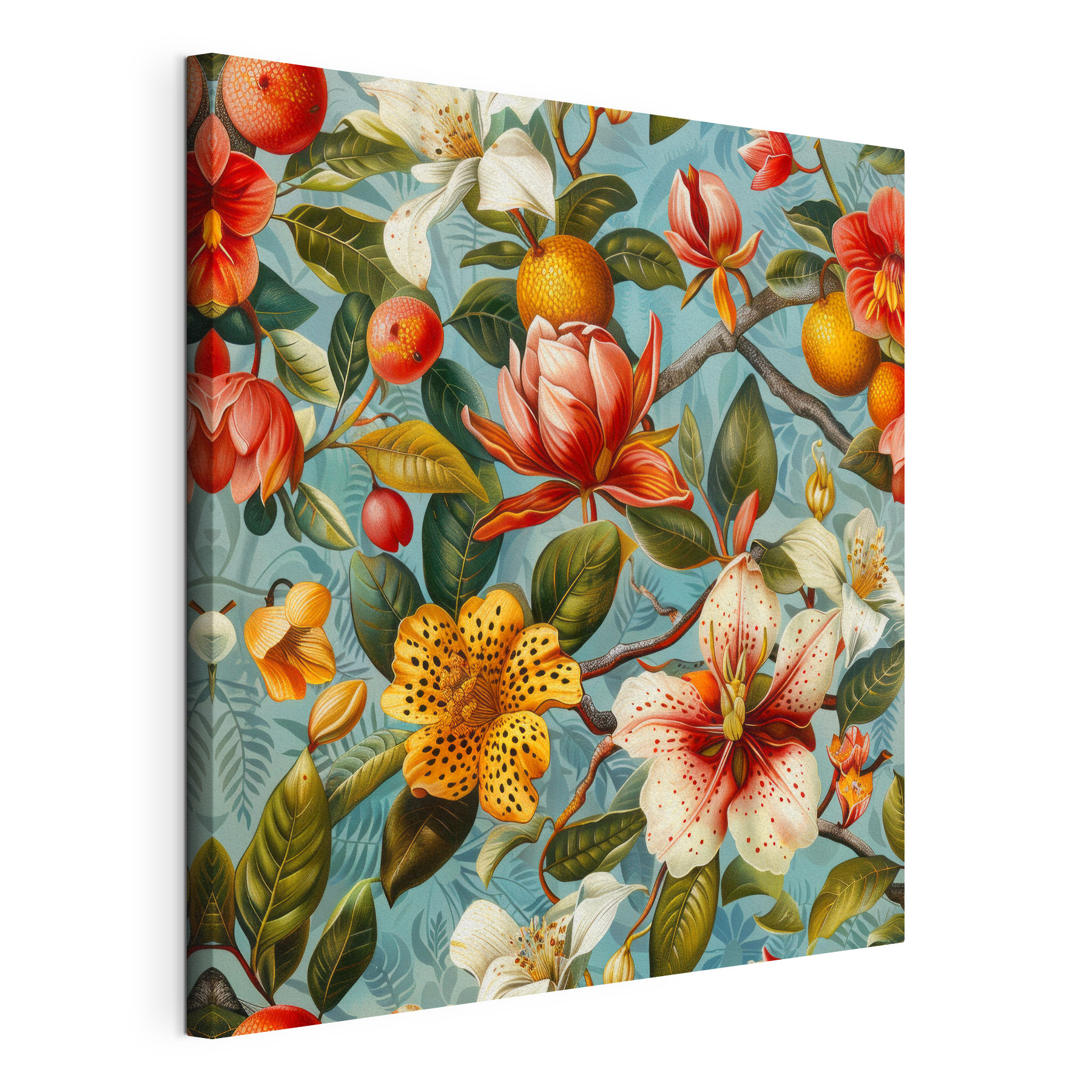 Floral pattern with oranges and flowers