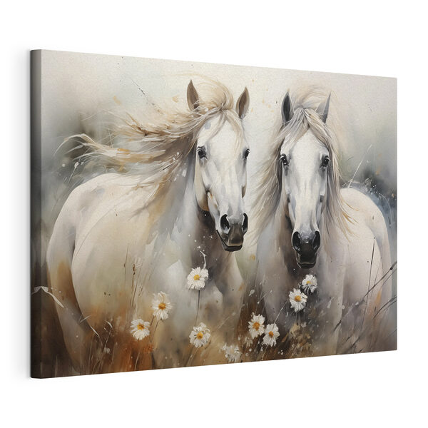 Painting of horses with flowers