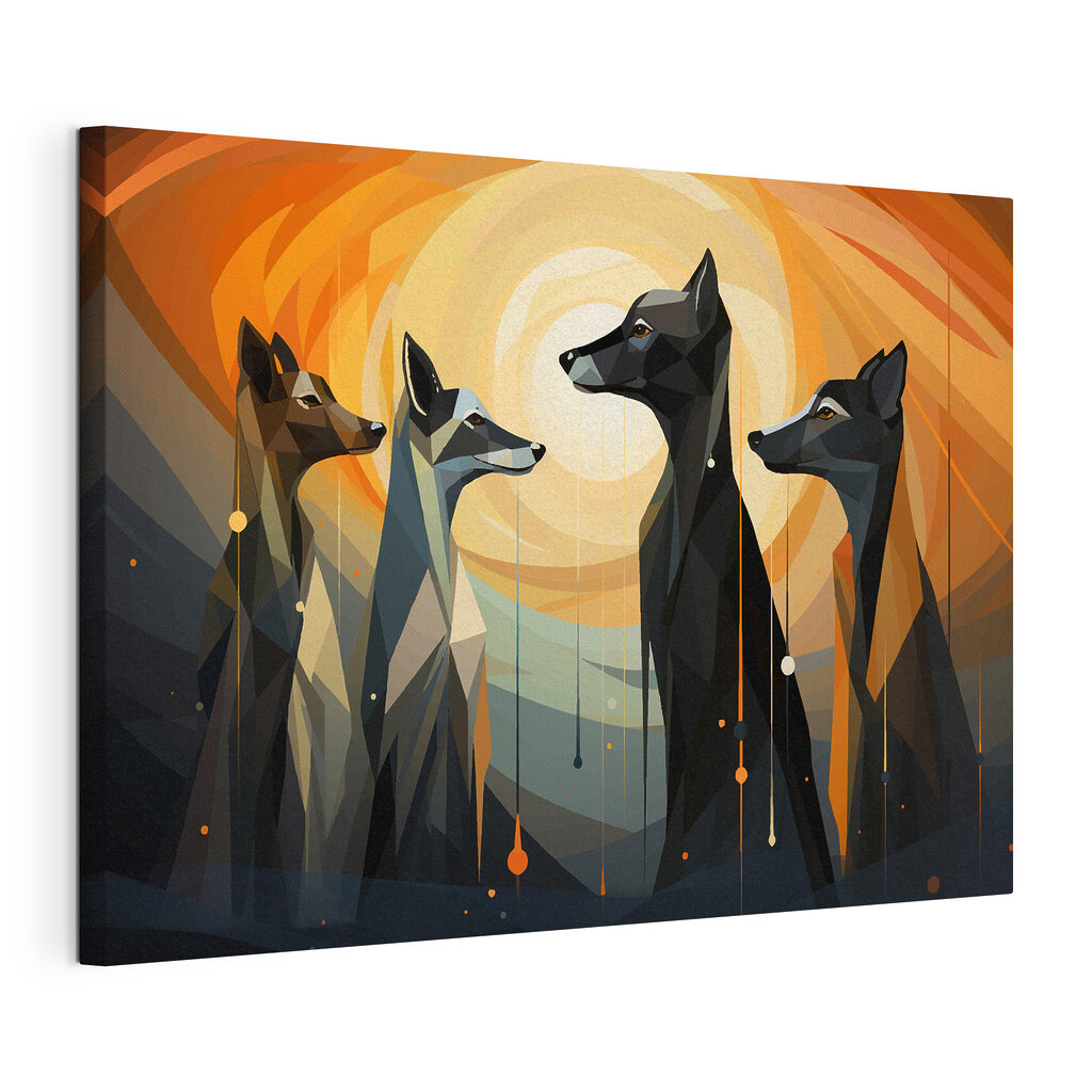 Group of dogs looking at each other