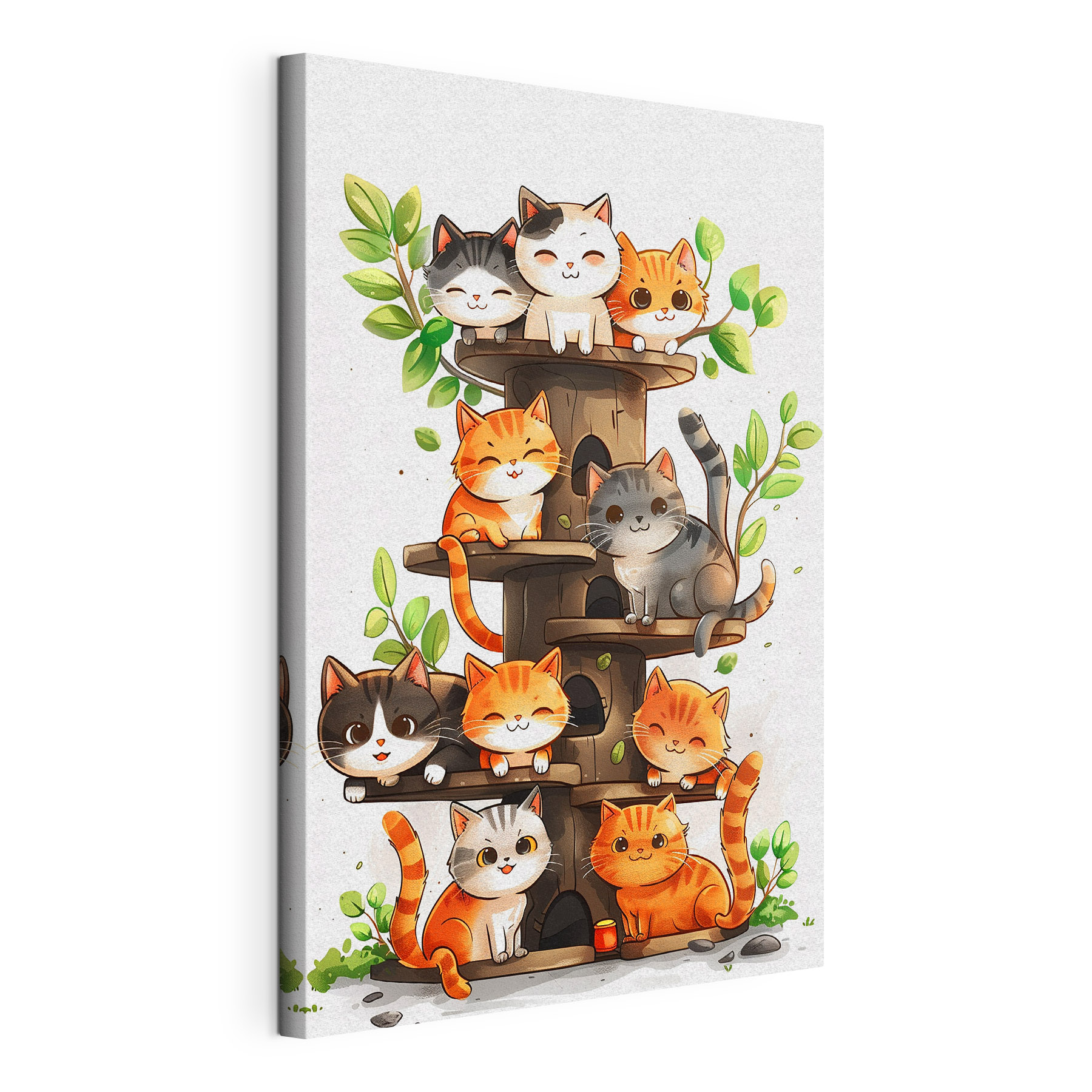 Group of cats on a tree