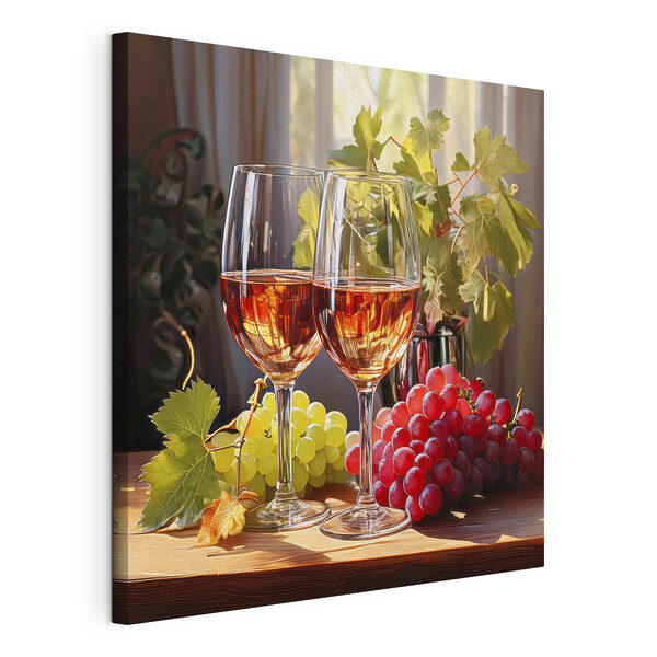 Două pahare de vin lângă struguri Tablouri Două pahare de vin lângă struguri