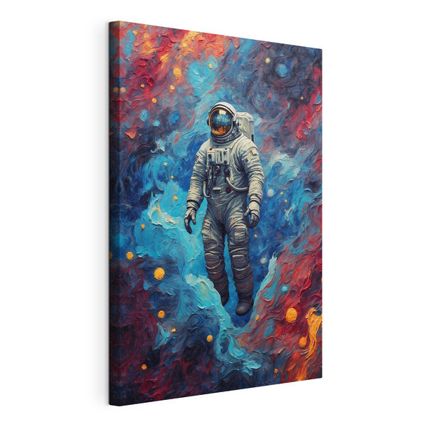 Tablouri Un astronaut în spațiu cu fundal colorat