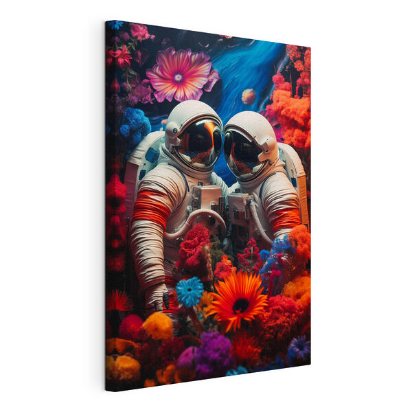 Tablouri Doi astronauți în costume spațiale și flori