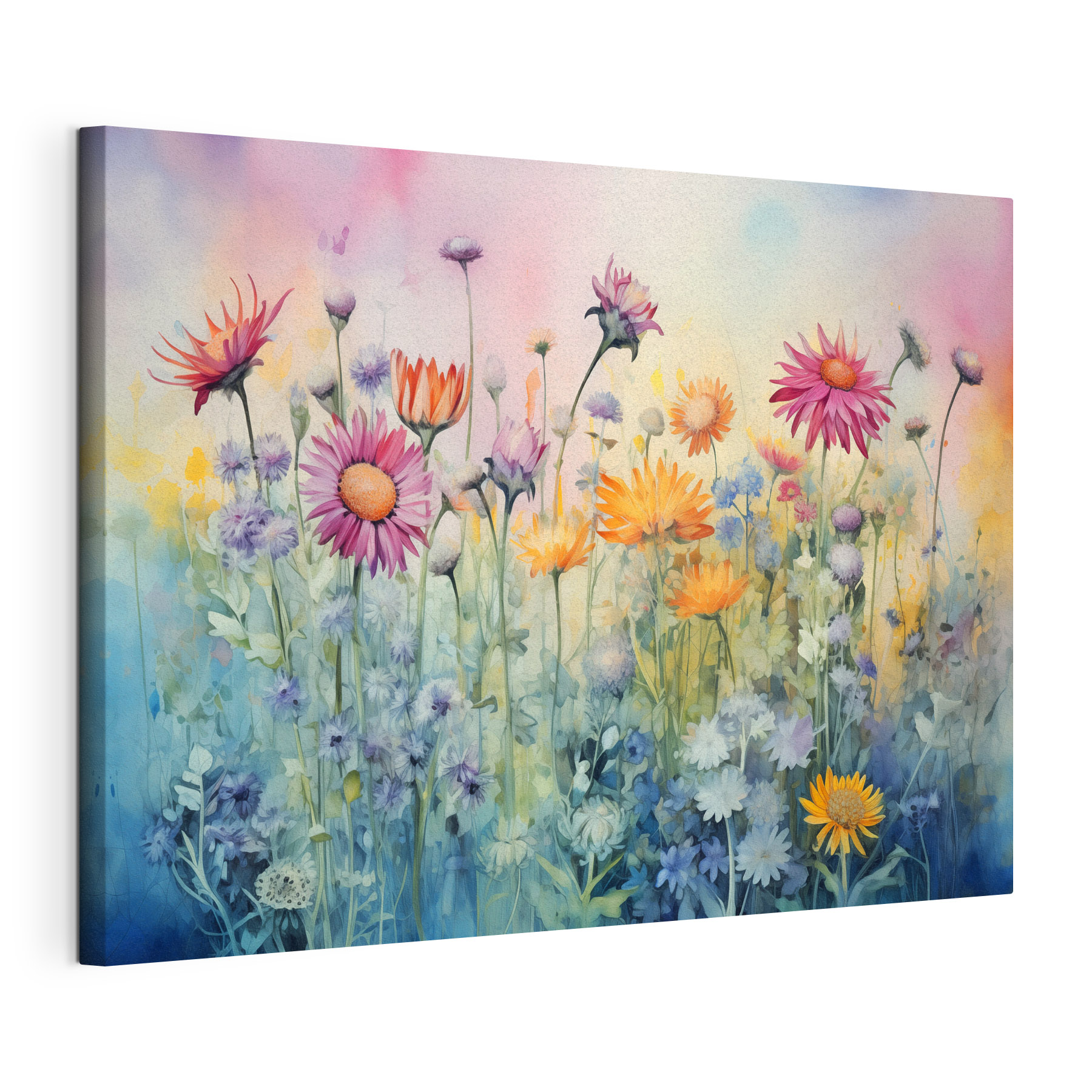 Painting of flowers in a field