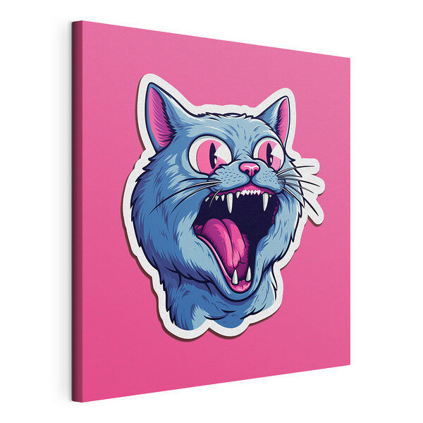 Sticker of a cat with its mouth open