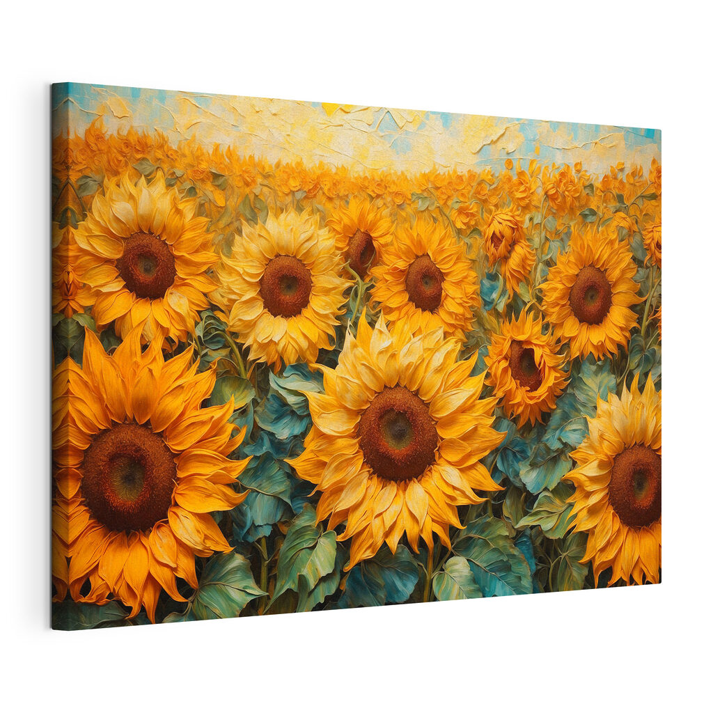Painting of sunflowers in a field Painting of sunflowers in a field