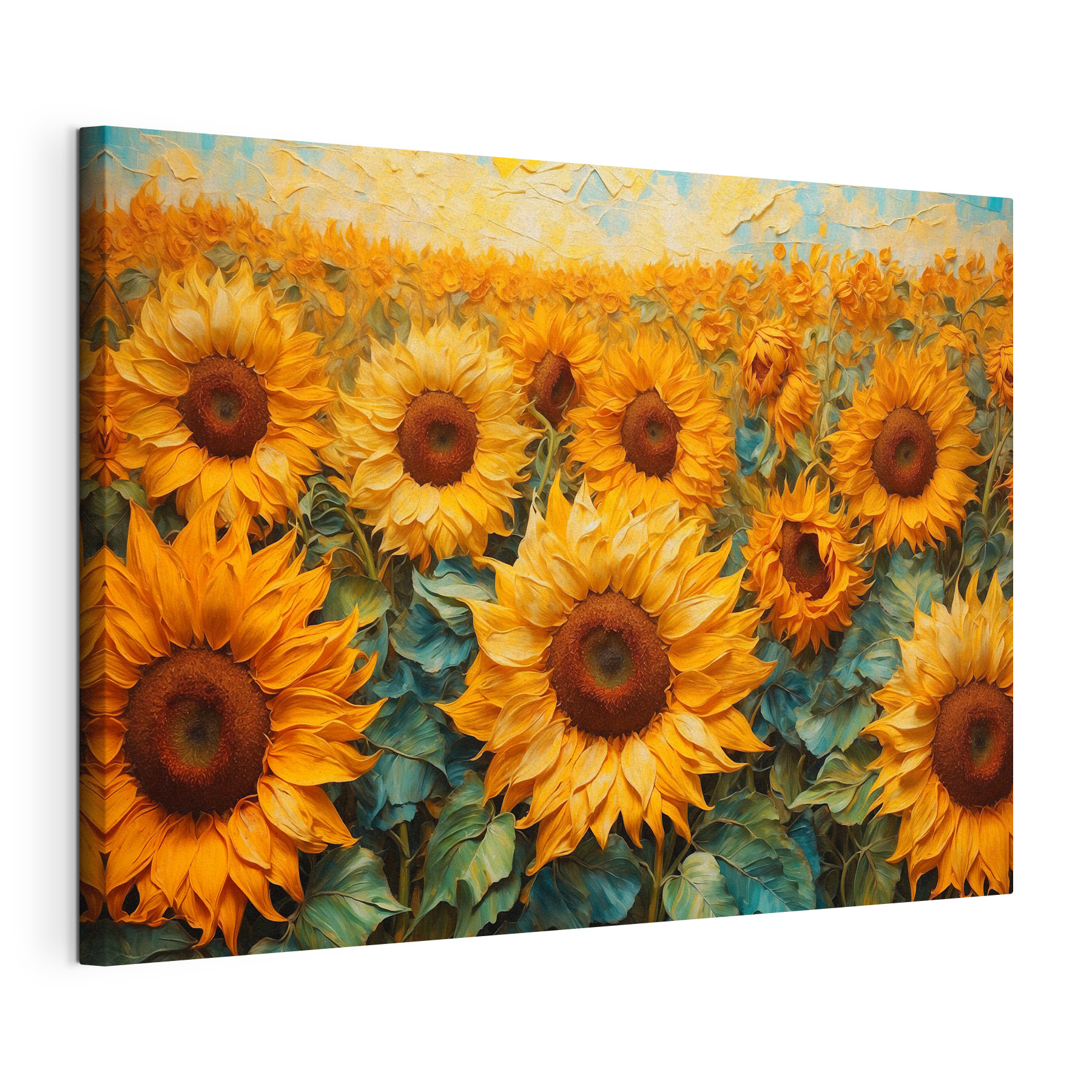 Painting of sunflowers in a field Painting of sunflowers in a field