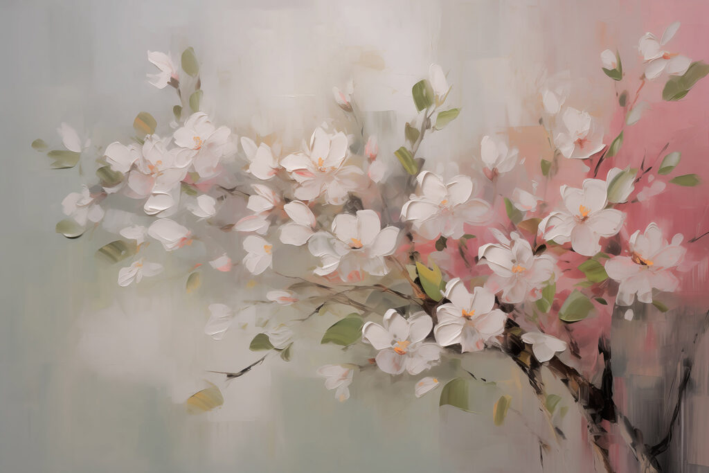Painting of white flowers Painting of white flowers