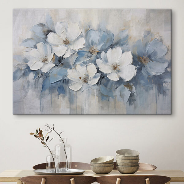 Painting of white and blue flowers