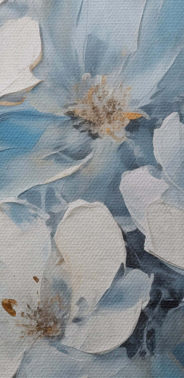 Painting of white and blue flowers