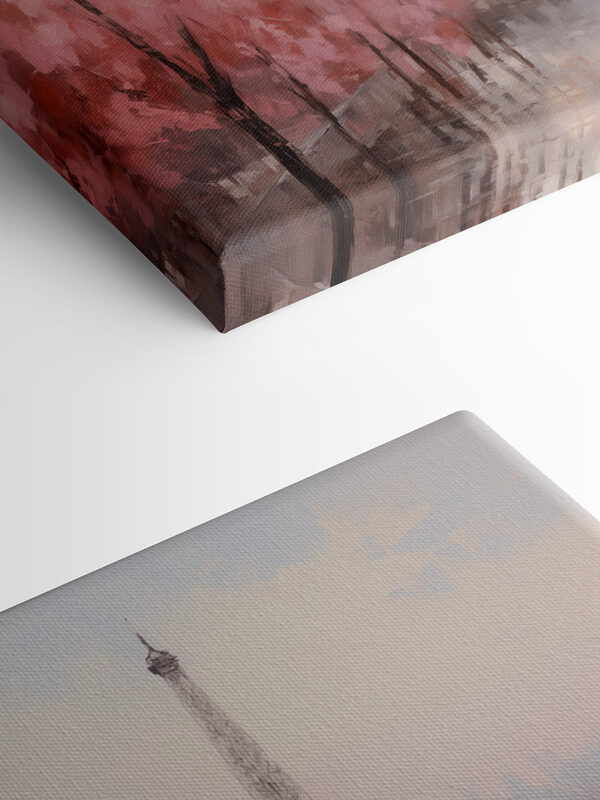 Painting of a tower and a city Painting of a tower and a city