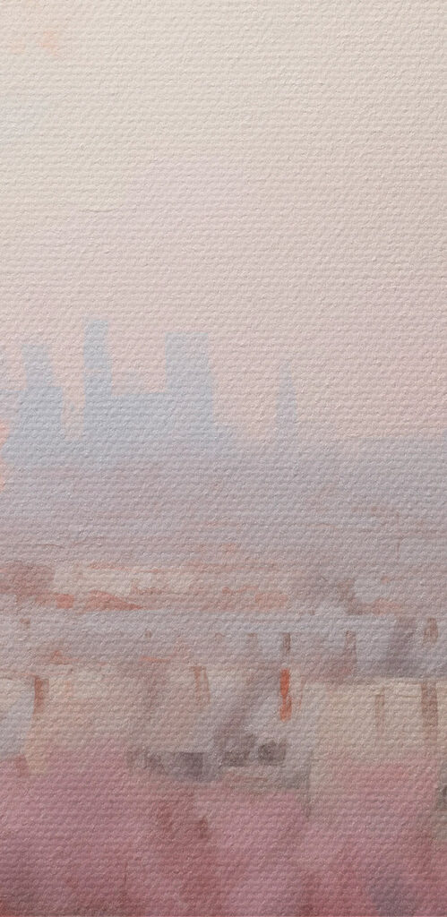 Painting of a tower and a city Painting of a tower and a city
