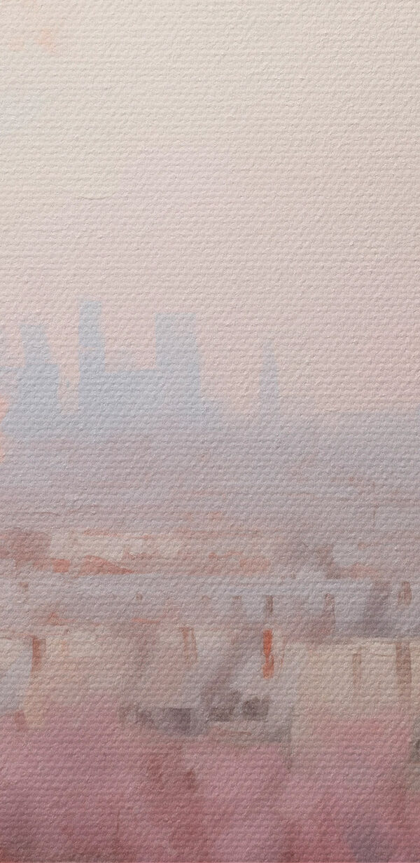 Painting of a tower and a city Painting of a tower and a city