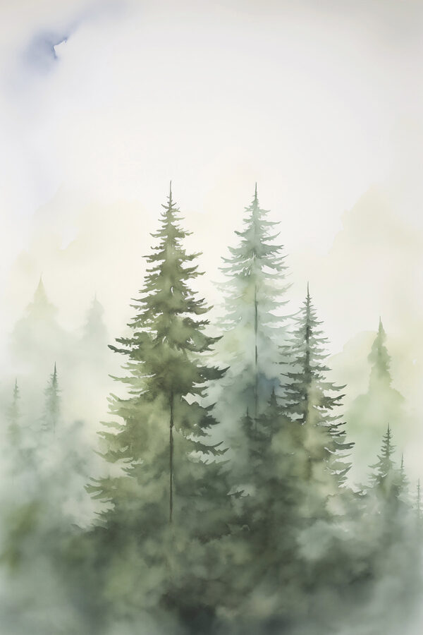 Group of trees in fog