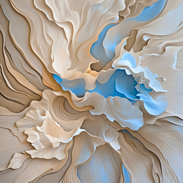 White and blue swirls