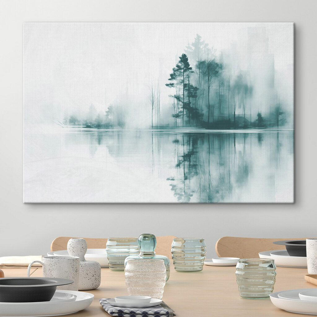 Body of water with trees and smoke
