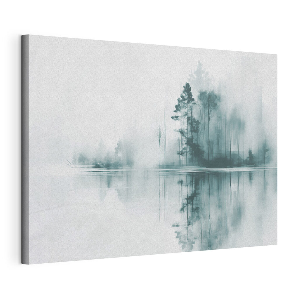 Body of water with trees and smoke