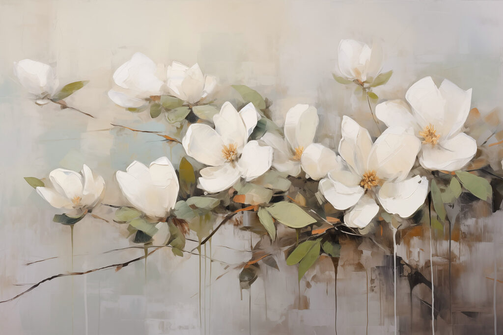 Painting of white flowers Painting of white flowers