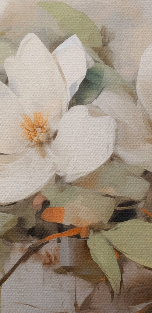Painting of white flowers Painting of white flowers