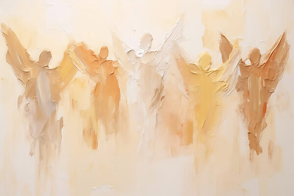 Group of angels painted on a wall