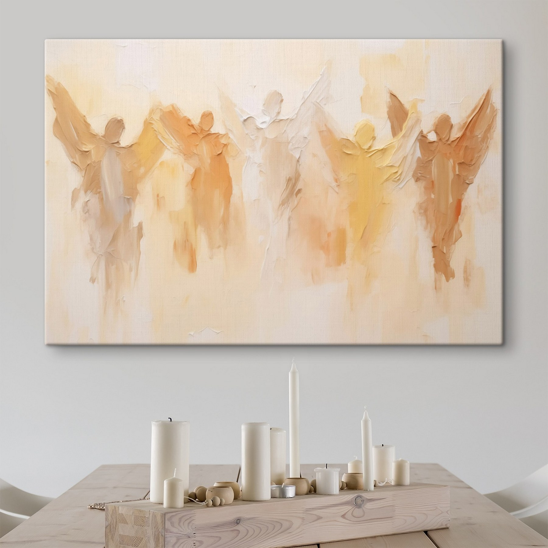 Group of angels painted on a wall