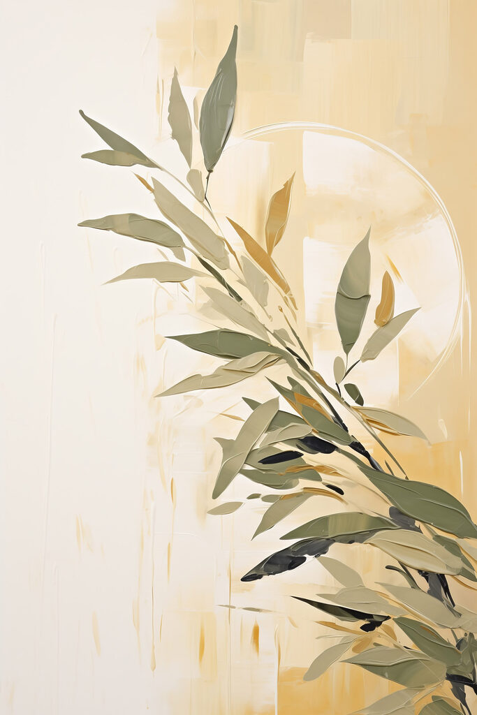 Painting of a branch with leaves Painting of a branch with leaves